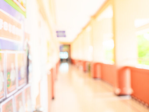 Minimalist classroom frame captures gentle blur interior wallpaper background. Beautifully blurred school buildings, place for learning and education. Knowledge, back to school 