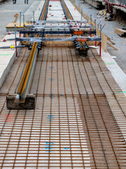 Naklejka premium Obras de construcción de una via férrea
