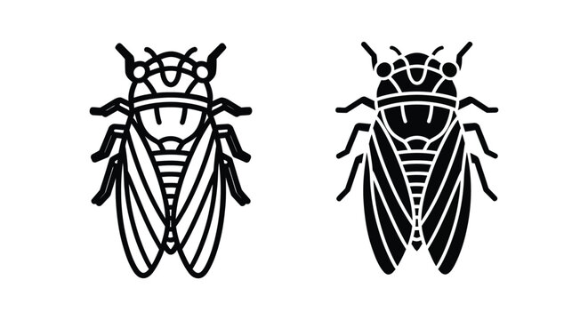 Cicada insect icon set