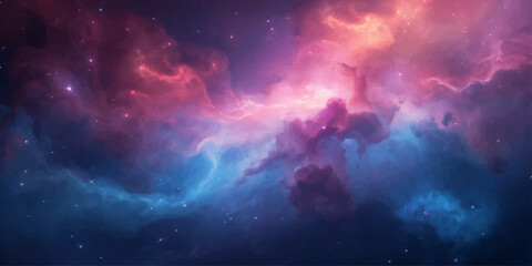 Abstract universe wallpaper featuring colorful smoke clouds, neon purple and orange glow, mystical outer space atmosphere design. © NuR