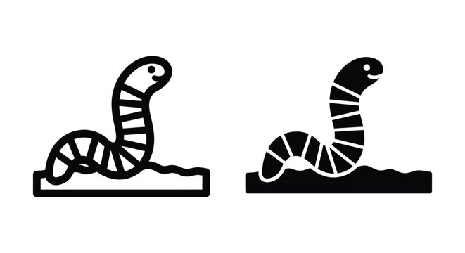 Cute earthworm icon set