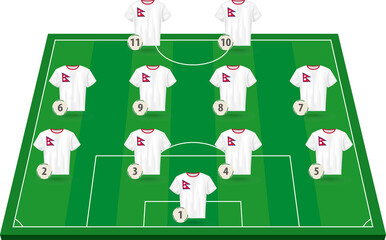 Fototapeta premium Nepal Soccer Team Tactics Board, Football Starting Eleven Lineup