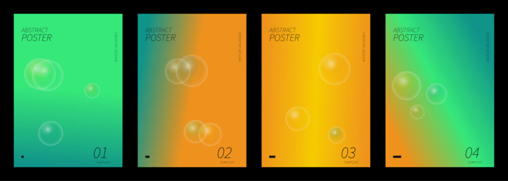 Abstract Posters Collection. Vibrant gradient circle shapes. Creative futuristic graphic designs. Vector illustration.