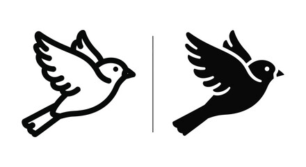 Fototapeta premium Flying bird icon, outline and solid versions