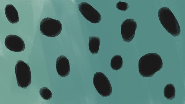 On the screen, microorganisms or primitive algae are moving or twitching, or these are individual cells in a liquid.