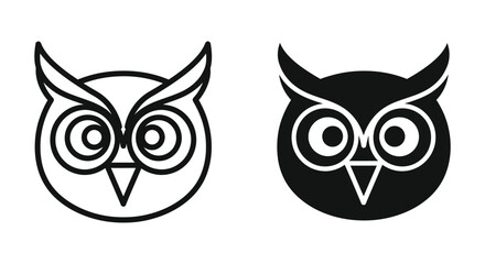Obraz premium Set of two stylized owl head icons