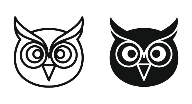 Set of two stylized owl head icons