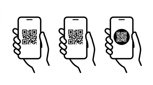 Hand holding smartphone with QR code for digital payment