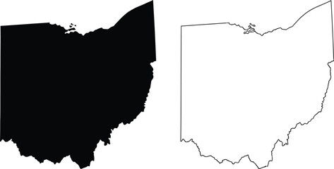 Ohio state map silhouette and outline shape for usa geography design Vector © Mst