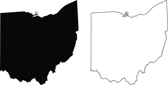 Ohio state map silhouette and outline shape for usa geography design Vector
