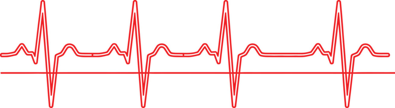 Red heart beat line graphic showing a normal healthy rhythm Vector