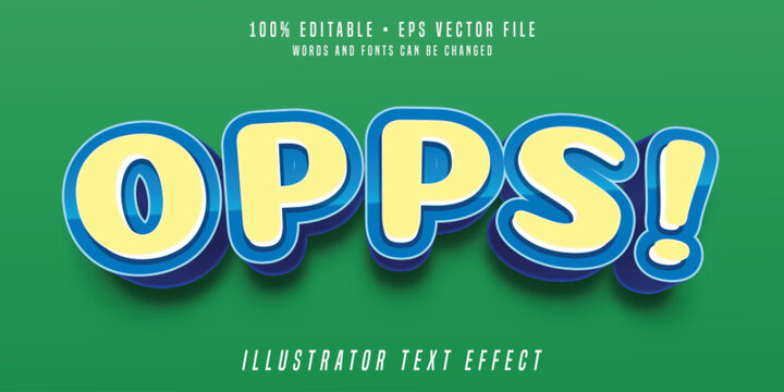 Opps! 3D editable Text Effect vector font funny 