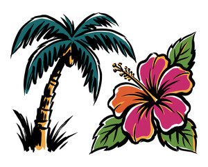 Beach club. Endless summer artwork. Tropical vintage design for t shirt print. © rahel lila