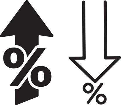 ROI percent arrow icon representing business growth and financial analysis trend