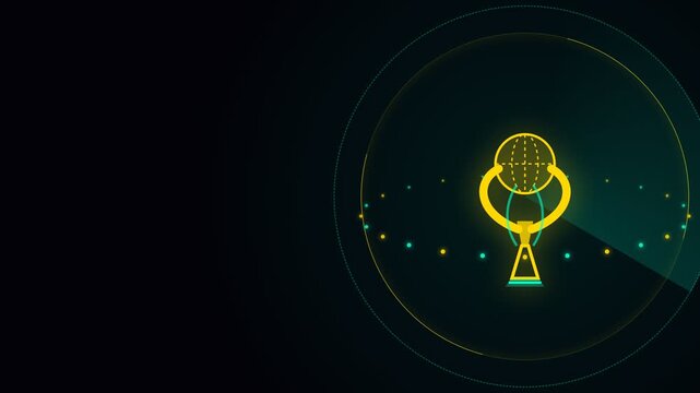 Abstract illustration of a golden trophy award on dark background