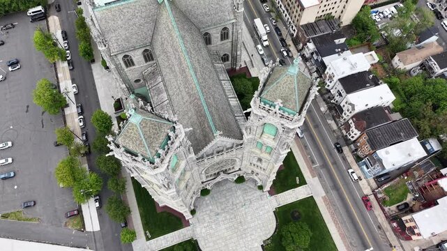 Cinematic Drone Shot of Historic Newark Church