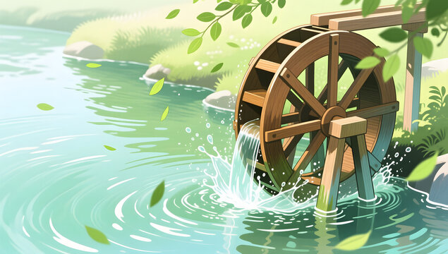 Xiaoman Term Water Wheel in Green Stream