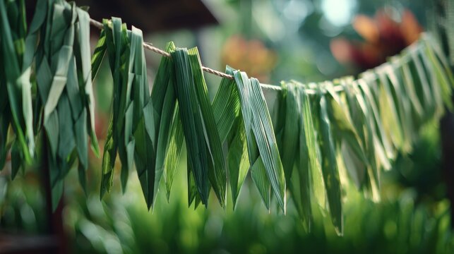 Hanging Ketupat Leaves in Natural Sunlight