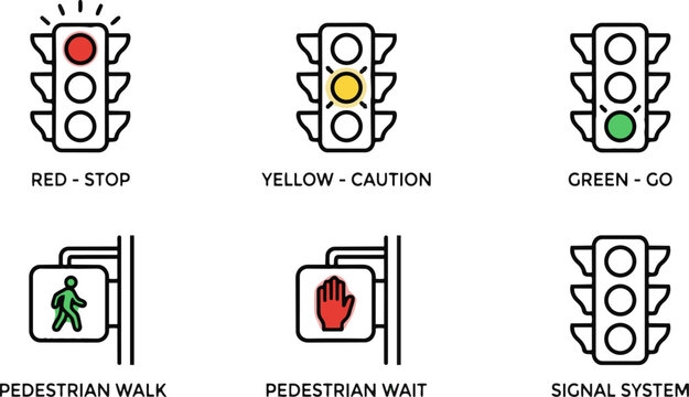 Traffic Signal and Crossing Icons