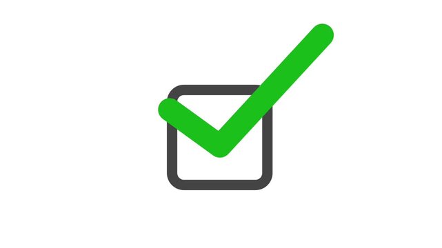 simple animation of the concept of a check mark inside a box line