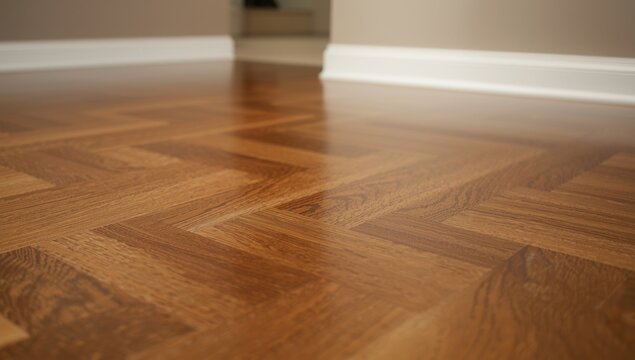 Brown laminate flooring with shiny natural wooden parquet texture background