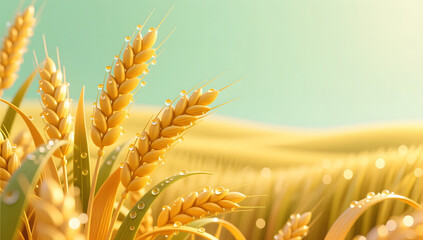 Fototapeta premium Full Wheat Ears for Xiaoman Solar Term Illustration