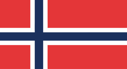 Obraz premium Norwegian flag showing blue and white cross on red field