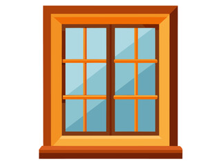 Obraz premium Wooden framed window with glass panes in interior setting