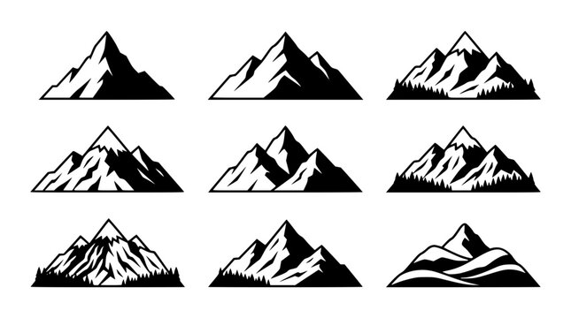 Various mountain silhouettes in different shapes and sizes