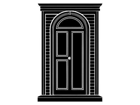 Arched door closed within ornate doorway facade entry architectural