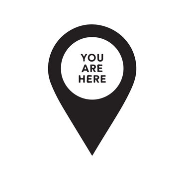 Map pointer icon. Marker location icon with you are here. Map pin icon with you are here