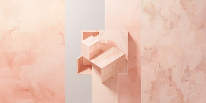 Abstract Boxy Composition Soft Pink Decorative Background, 3D Rendered, Minimalist Style