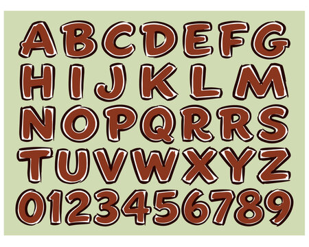 Retro alphabet set. Hand drawn comic font for t shirt print, poster, sticker. Vintage bubble letters and numbers collection.