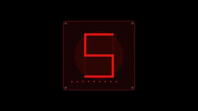 Red LED 7-segment countdown timer alpha overlay