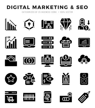 icons set. Digital Marketing & SEO for web. app. vector illustration.