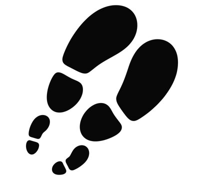 Human Footprint silhouette vector set with shoe sole prints and footsteps, ideal for tracking, forensic and walking path design concepts.