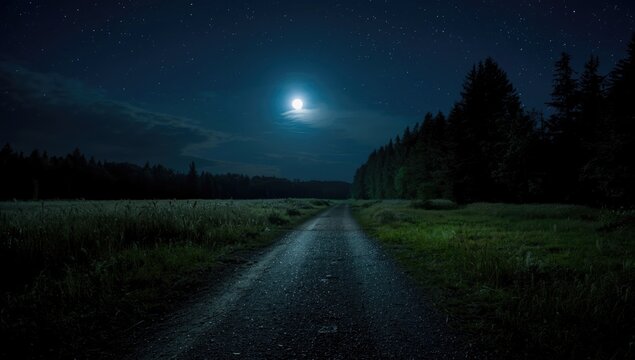 A forsaken trail under a shining moon