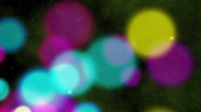 Radial spokes converging starting bokeh orbs drifting in streak crossing fading showing color shift