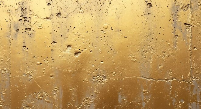 Textured Golden Abstract Surface with Rough Cracks and Speckled Metallic Finish
