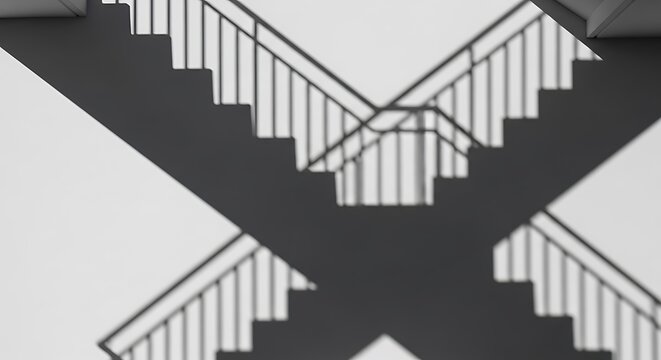 Abstract geometric illustration of dark staircases forming an X shape pattern