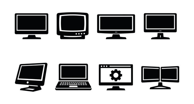 Variety of computer and monitor icons for digital design projects