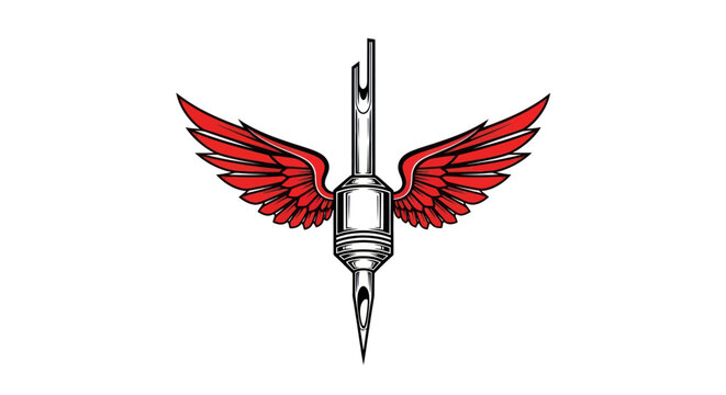 Tattoo Machine Needle with Red Wings Emblem