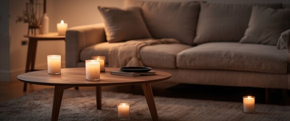 Ambient candle lighting enhancing modern Scandinavian home design