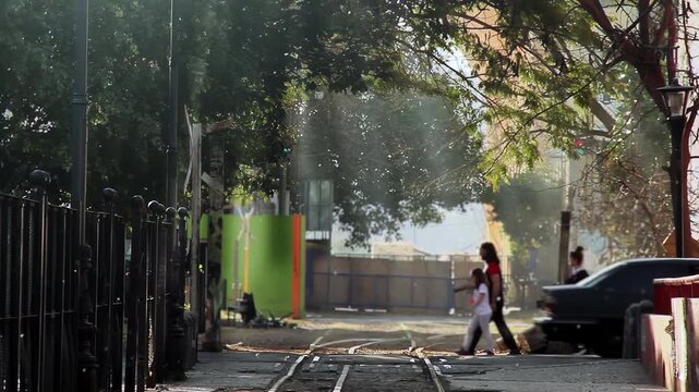 Urban Landscape near Boca Juniors Stadium, Traffic and People, Buenos Aires - 4K