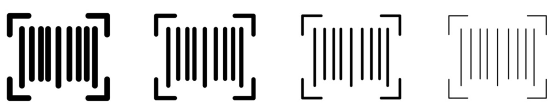 Set of barcode scanning icons. Identification, retail, logistics concept. Vector illustration.