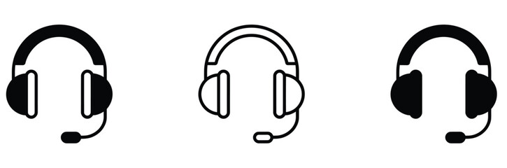 Fototapeta premium Three Different Headset Icons for Customer Support and Communication Needs