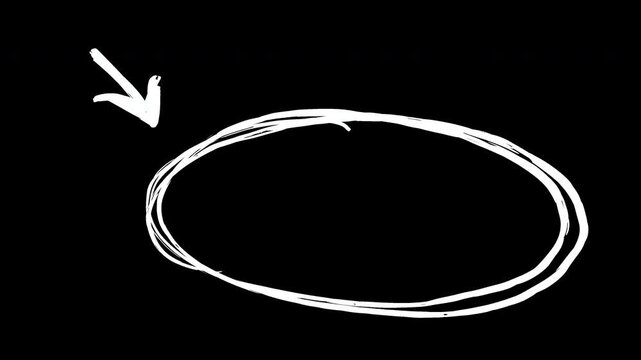 hand drawn abstract red and white circle with arrow looping animation 