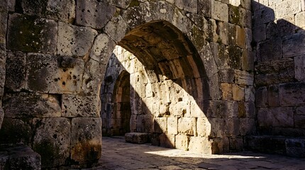 Naklejka premium Stone Archway in Old City of Hebron with Sunlight