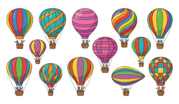 Colorful hot air balloons in flight