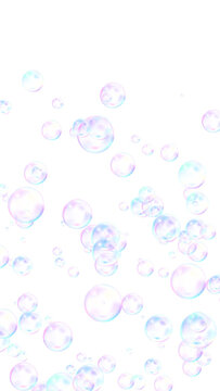 Floating Soap Bubble Overlay on transparent background, png air bubbles isolated cosmetics and cleaning vertical social media design element